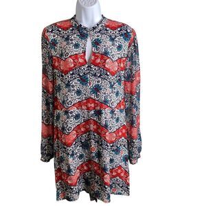 EXPRESS Women's Multicolor Groovy Print Retro Y2K Dress Size 10 Mod Carnaby Vibe